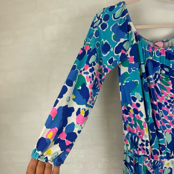 Lilly Pulitzer Romper Size XS Pink Blue Long Sleeve Vacation‎ Colorful Art - Picture 4 of 9